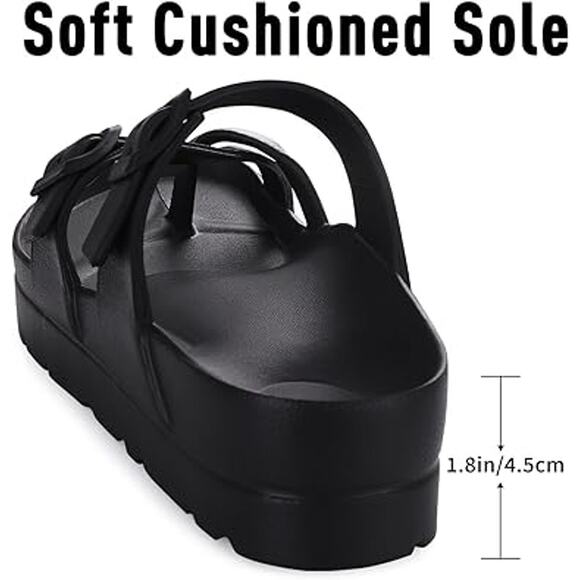 New Goosecret Womens Size 9.5 Black Adjustable Buckles 2" Platform Sandal Shoes - Picture 5 of 6